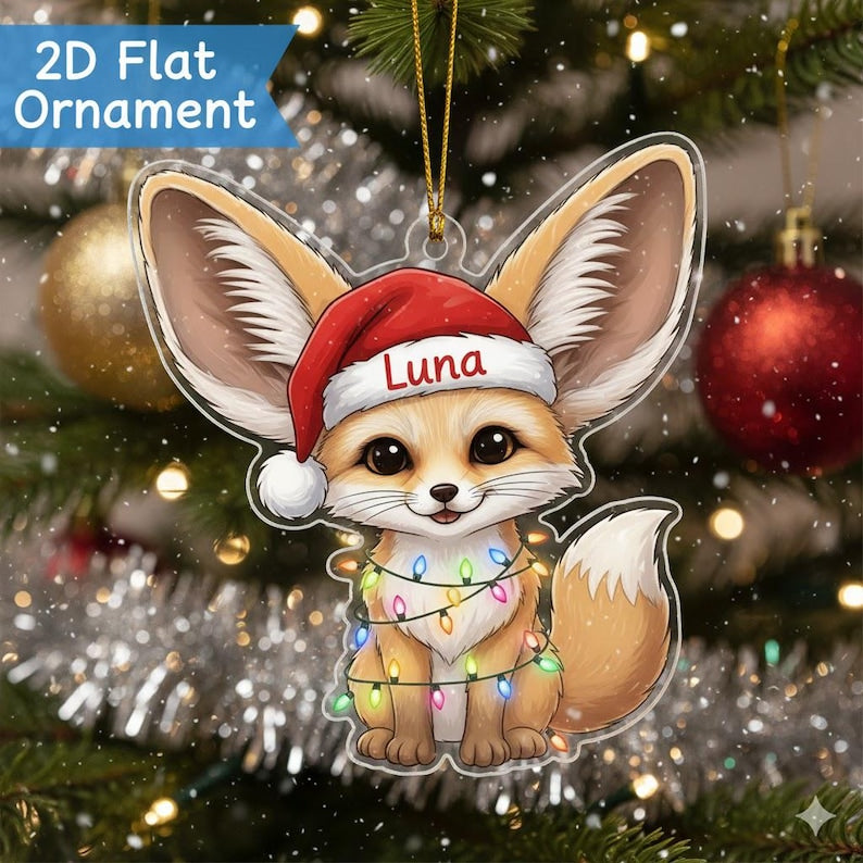 Personalized Fennec Fox Christmas Ornament: Custom Acrylic Keepsake