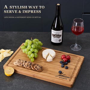 Personalized Bamboo Cutting Board, Custom Wedding Gift, Bespoke Carved Charcuterie Serving Tray