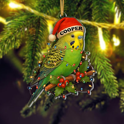 Personalized Budgie Christmas Ornament: Custom Parakeet Holiday Decor