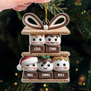 Custom Family Christmas Ornament - Personalized S'mores Family Ornament with Names, Holiday Gift for Parents, Grandparents, and Families.
