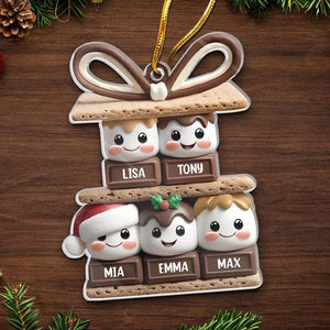 Custom Family Christmas Ornament - Personalized S'mores Family Ornament with Names, Holiday Gift for Parents, Grandparents, and Families.