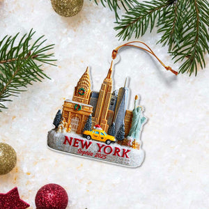 Custom Name New York 2D FLAT Acrylic Ornament, Empire State Building Ornament, Personalized NYC Souvenir for Travelers