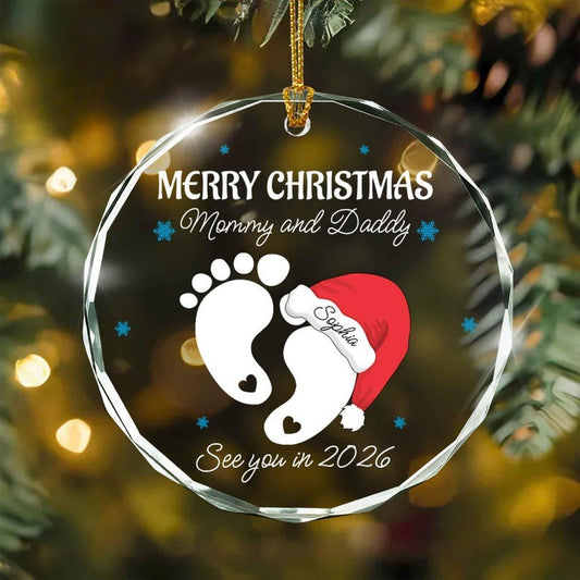 Merry Christmas Mommy and Daddy See You in 2026 Ornament, Pregnancy Ornament, new Baby Christmas Ornament For New Parents, New Parents Gift