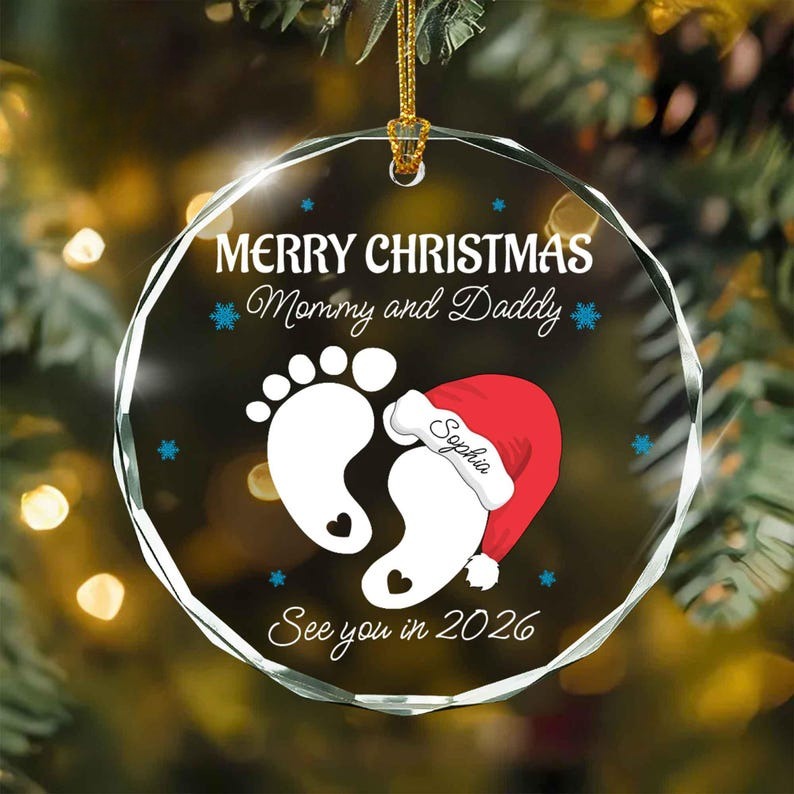 Merry Christmas Mommy and Daddy See You in 2026 Ornament, Pregnancy Ornament, new Baby Christmas Ornament For New Parents, New Parents Gift