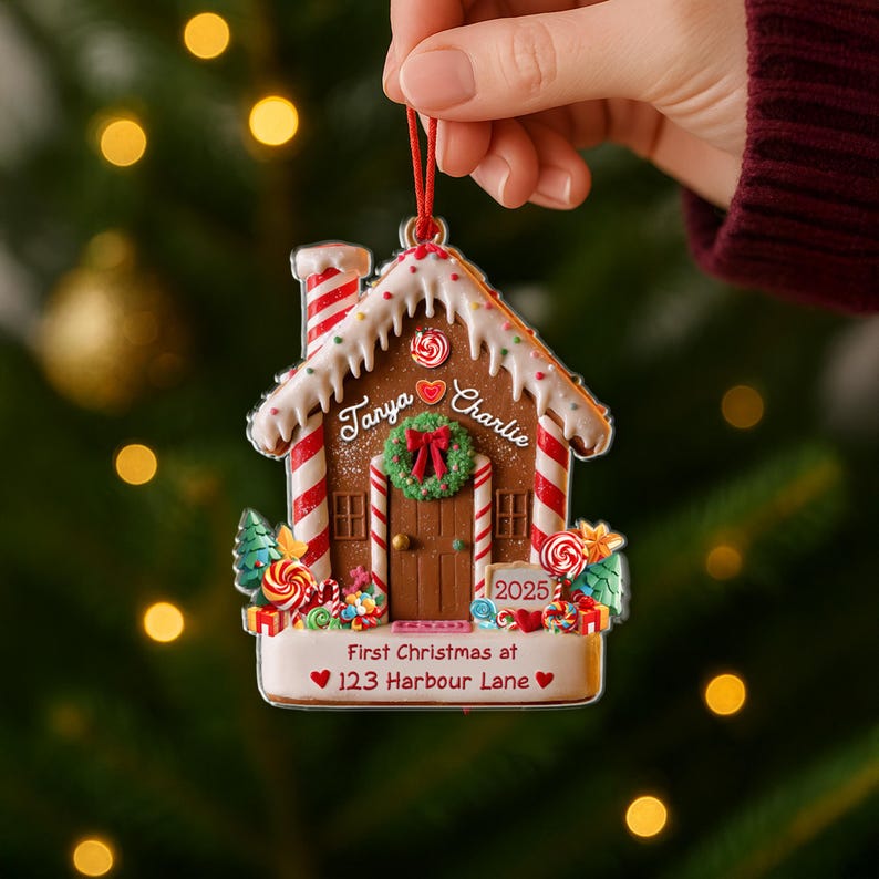 First Christmas in Our New Home Ornament, New Home Gingerbread Acrylic Ornament, New House Christmas Ornament 2025, Housewarming Bauble Gift