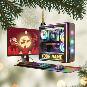 Personalized Gaming PC Christmas Ornament 2025, Flat 2D Acrylic, Gift for Gamers and Streamers, Custom Computer Ornament Keepsake Holiday