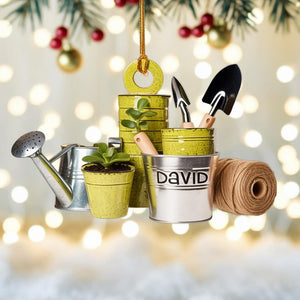 Personalized Gardening Tools Christmas Ornament 2025, Flat 2D Acrylic, Gift for Gardeners and Plant Lovers, Custom Garden Ornament Keepsake