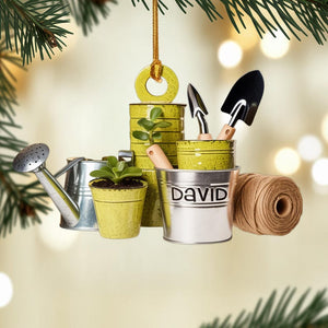 Personalized Gardening Tools Christmas Ornament 2025, Flat 2D Acrylic, Gift for Gardeners and Plant Lovers, Custom Garden Ornament Keepsake