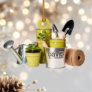 Personalized Gardening Tools Christmas Ornament 2025, Flat 2D Acrylic, Gift for Gardeners and Plant Lovers, Custom Garden Ornament Keepsake