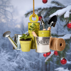 Personalized Gardening Tools Christmas Ornament 2025, Flat 2D Acrylic, Gift for Gardeners and Plant Lovers, Custom Garden Ornament Keepsake