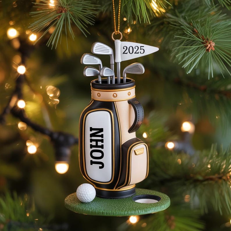 Personalized Golf Bag Ornament, Custom Name Golf Lover Christmas Ornament 2025, Gift for Golf Dad, Gift For Pro Golfer, Golf Club Gift 2025