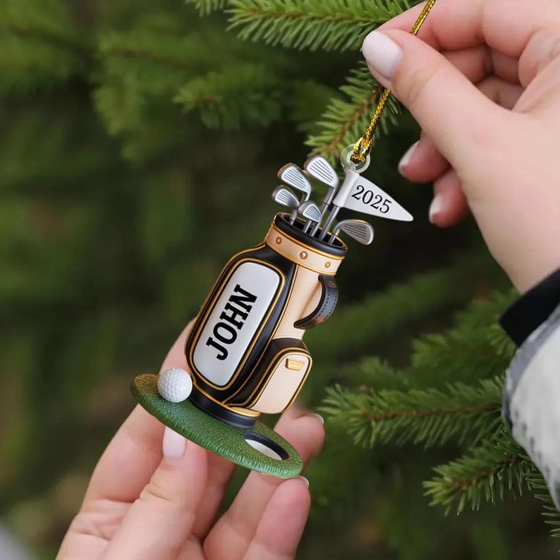 Personalized Golf Bag Ornament, Custom Name Golf Lover Christmas Ornament 2025, Gift for Golf Dad, Gift For Pro Golfer, Golf Club Gift 2025