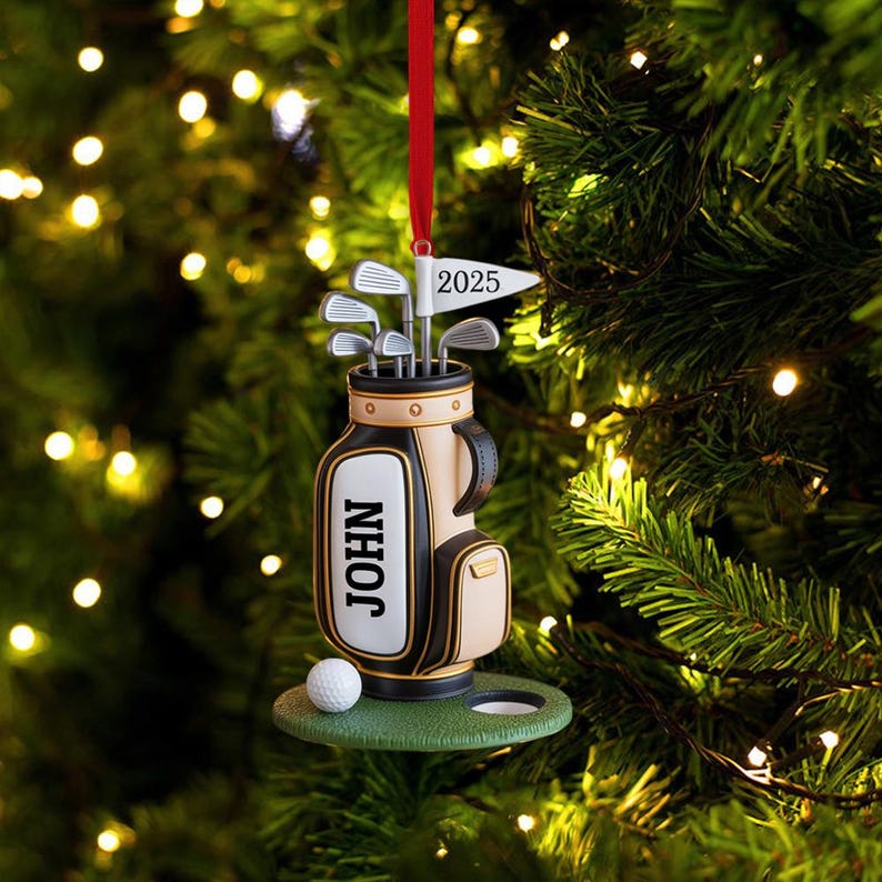 Personalized Golf Bag Ornament, Custom Name Golf Lover Christmas Ornament 2025, Gift for Golf Dad, Gift For Pro Golfer, Golf Club Gift 2025