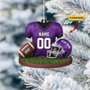 Personalized American Football Ornament, Football Player Christmas Ornament, Football Team Keepsake, Christmas Gifts for Football Fan