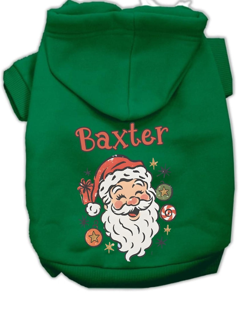 Personalized Christmas Dog Hoodie Custom Name Holiday Pet Sweater, Santa, Gingerbread, Reindeer Elf Hoodie for Dogs, Cute Xmas Gift