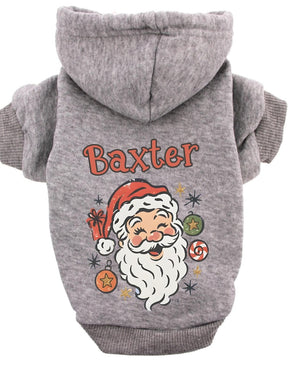 Personalized Christmas Dog Hoodie Custom Name Holiday Pet Sweater, Santa, Gingerbread, Reindeer Elf Hoodie for Dogs, Cute Xmas Gift