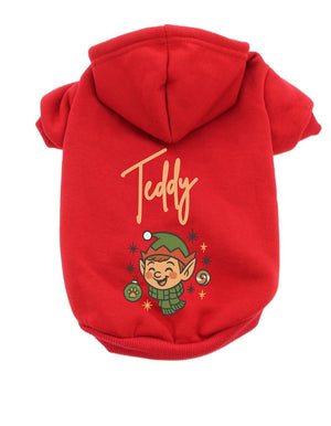 Personalized Christmas Dog Hoodie Custom Name Holiday Pet Sweater, Santa, Gingerbread, Reindeer Elf Hoodie for Dogs, Cute Xmas Gift