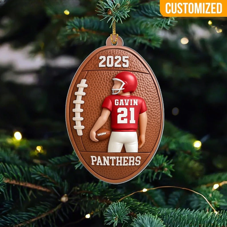 Custom Football American Christmas Ornament 2025: Custom Football Player Christmas Ornament, Christmas Gifts for Football Fan
