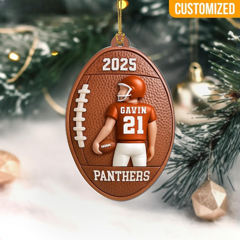 Custom Football American Christmas Ornament 2025: Custom Football Player Christmas Ornament, Christmas Gifts for Football Fan