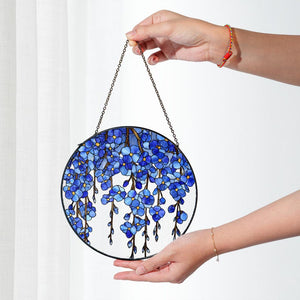 Forget Me Not Glass Suncatcher with Name Sympathy Gift for Miscarriage Mom, Memorial Window Hanging Decor