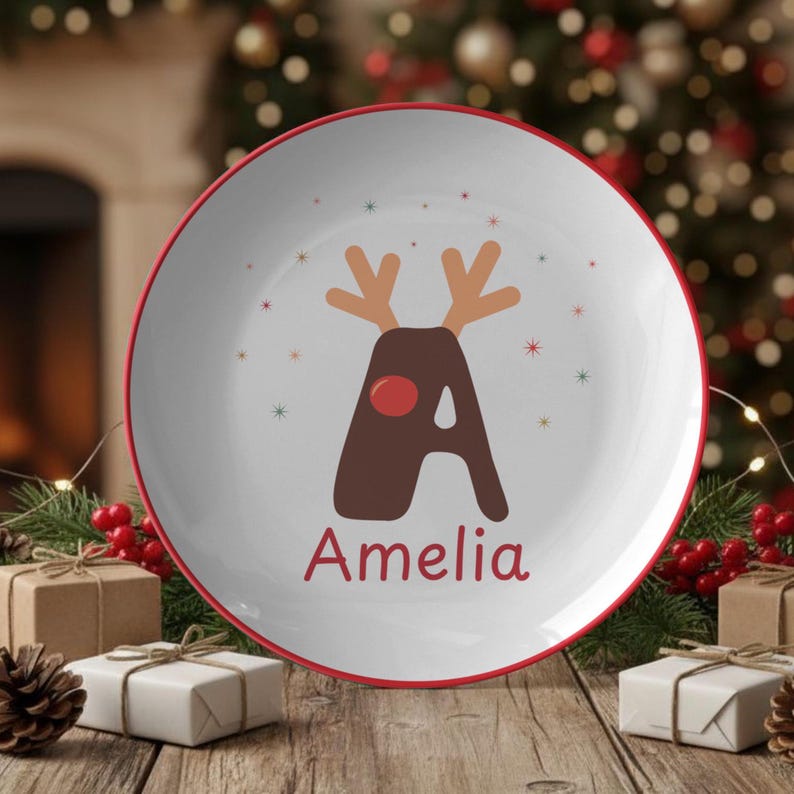 Personalized Christmas Dinner Plate, Holiday Plate