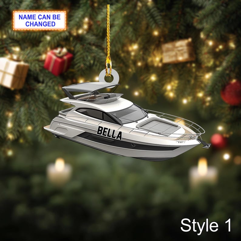 Personalized Center Console Boat Christmas Ornament, Custom 2D Flat Boat Xmas Ornament, Nautical Gift for Fisherman, Boat Owner, or Captain