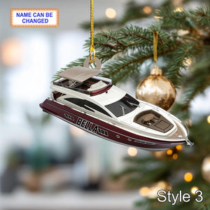 Personalized Center Console Boat Christmas Ornament, Custom 2D Flat Boat Xmas Ornament, Nautical Gift for Fisherman, Boat Owner, or Captain