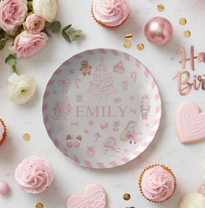 Personalized Pink Christmas Plate, Holiday Keepsake Gift