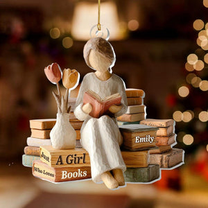 Personalized Ornament for Bookworms, Just A Girl Who Loves Books Acrylic Gift, Cozy Reading Vibes, Christmas Decoration for Bibliophile Girl