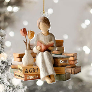 Personalized Ornament for Bookworms, Just A Girl Who Loves Books Acrylic Gift, Cozy Reading Vibes, Christmas Decoration for Bibliophile Girl