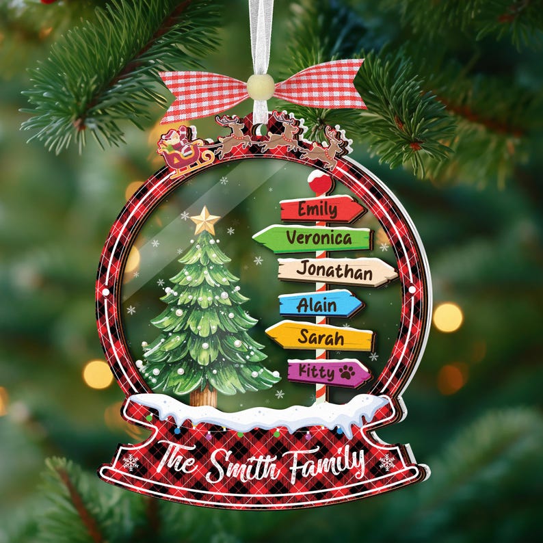 2025 Family Christmas Tree Ornament,Personalized Family Name Christmas Ornament,Family Ornament With Pet,Family Xmas Gift,Holiday Keepsake