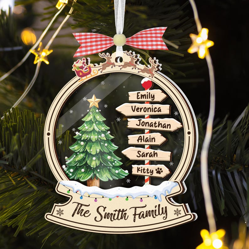 2025 Family Christmas Tree Ornament,Personalized Family Name Christmas Ornament,Family Ornament With Pet,Family Xmas Gift,Holiday Keepsake