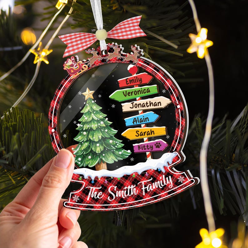 2025 Family Christmas Tree Ornament,Personalized Family Name Christmas Ornament,Family Ornament With Pet,Family Xmas Gift,Holiday Keepsake