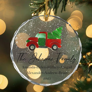 2D Sea Glass Family Name Christmas Car Ornaments, Personalized Family Ornament, Christmas Tree Ornament Family Names 2025, Holiday Keepsake