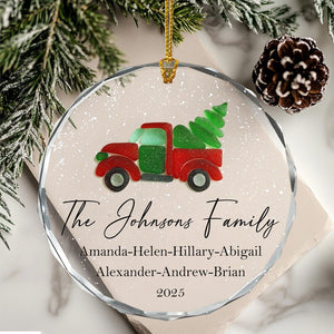 2D Sea Glass Family Name Christmas Car Ornaments, Personalized Family Ornament, Christmas Tree Ornament Family Names 2025, Holiday Keepsake