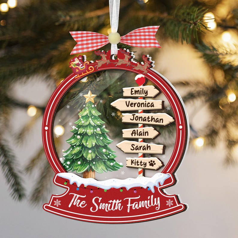 2025 Family Christmas Tree Ornament,Personalized Family Name Christmas Ornament,Family Ornament With Pet,Family Xmas Gift,Holiday Keepsake