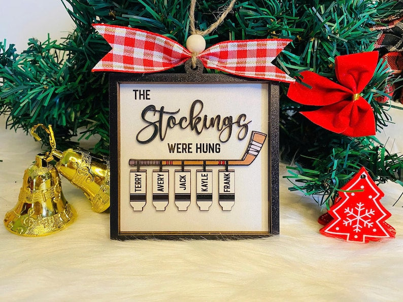 Custom Hockey Team Ornament, The Stockings Were Hung Christmas Ornament, Personalized Hockey Player Ornament, Hockey Coach or Team Gift 2025