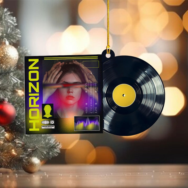 Custom Album Vinyl Record Christmas Ornament, Personalized Song Gift