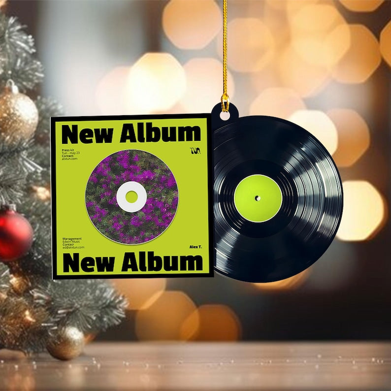 Custom Album Vinyl Record Christmas Ornament, Personalized Song Gift