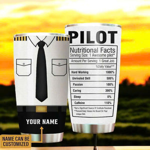 Personalized Pilot Nutritional Facts Tumbler, Gifts for Pilots, Custom Name Pilot Tumbler, Flying Outfit Tumbler, Christmas Gift For Him