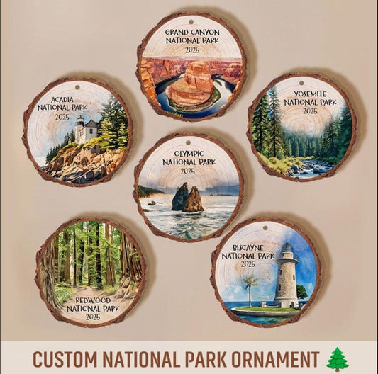 Custom National Parks Photo Wooden Ornament: Adventure Lovers Ornament, Travel Souvenir Gift 2025