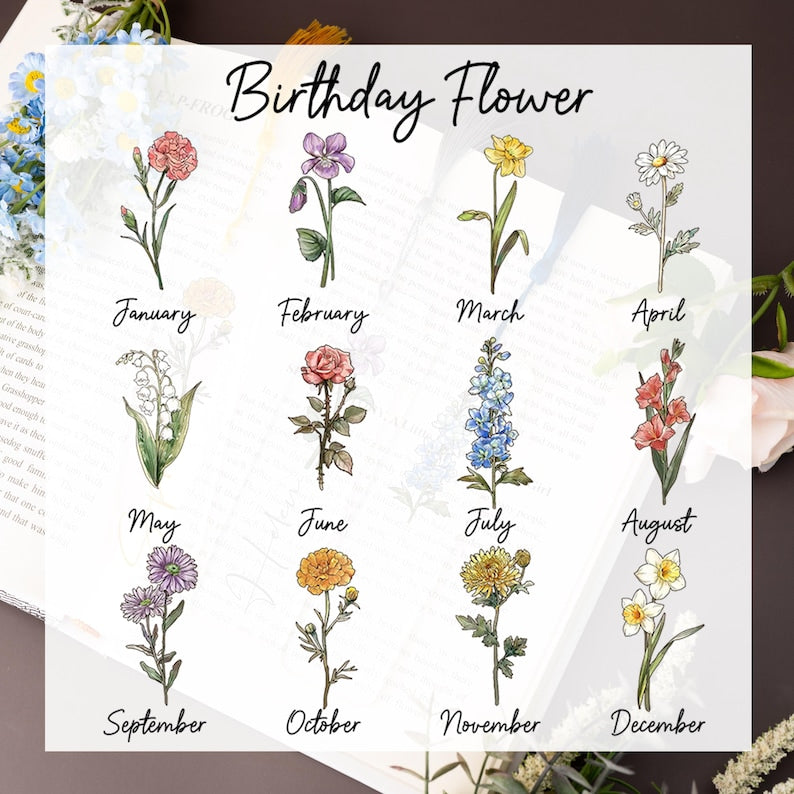 Unique Birth Flower Bookmark,Personalized Floral Bookmark for Women,Bookmark Gift, Bridesmaid Gift,Friends Gift, Galentines Day Gifts