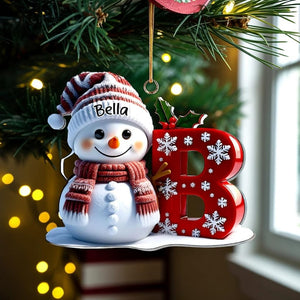 Personalized Snowman Letter Ornament, Custom Christmas Initial Ornament, Snowman with Name and Letter Ornament, Holiday Gift Keepsake 2025