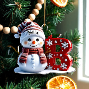 Personalized Snowman Letter Ornament, Custom Christmas Initial Ornament, Snowman with Name and Letter Ornament, Holiday Gift Keepsake 2025
