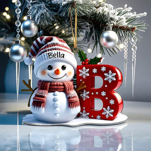 Personalized Snowman Letter Ornament, Custom Christmas Initial Ornament, Snowman with Name and Letter Ornament, Holiday Gift Keepsake 2025