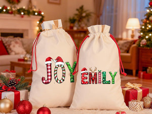 Custom Santa Sack With Name,Personalized Family Christmas Gift Bag,Monogram Christmas Present Bag,Kids Christmas Gift Bag, Xmas Stocking.