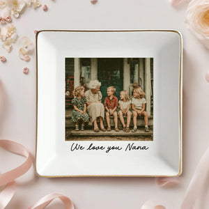 Custom Grandma Gift, Mom Ring Dish, Personalized Photo Trinket Dish, Birthday Gift For Mom, Gift For Grandma, Mom Gift Jewelry Tray