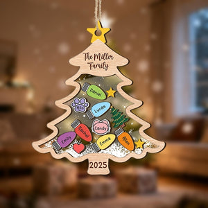 Custom Christmas Tree Shaker Ornament,Personalized Family Members Name Bauble,Family Keepsake,Xmas Decor,Christmas Tree Decor