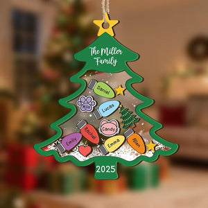 Custom Christmas Tree Shaker Ornament,Personalized Family Members Name Bauble,Family Keepsake,Xmas Decor,Christmas Tree Decor