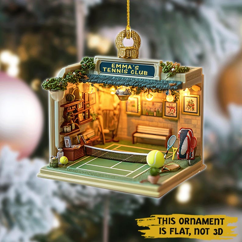 Custom Tennis Ornament | Personalized Tennis Club Christmas Ornament 2025 | Gift for Tennis Player & Coach, 2D Flat ornament